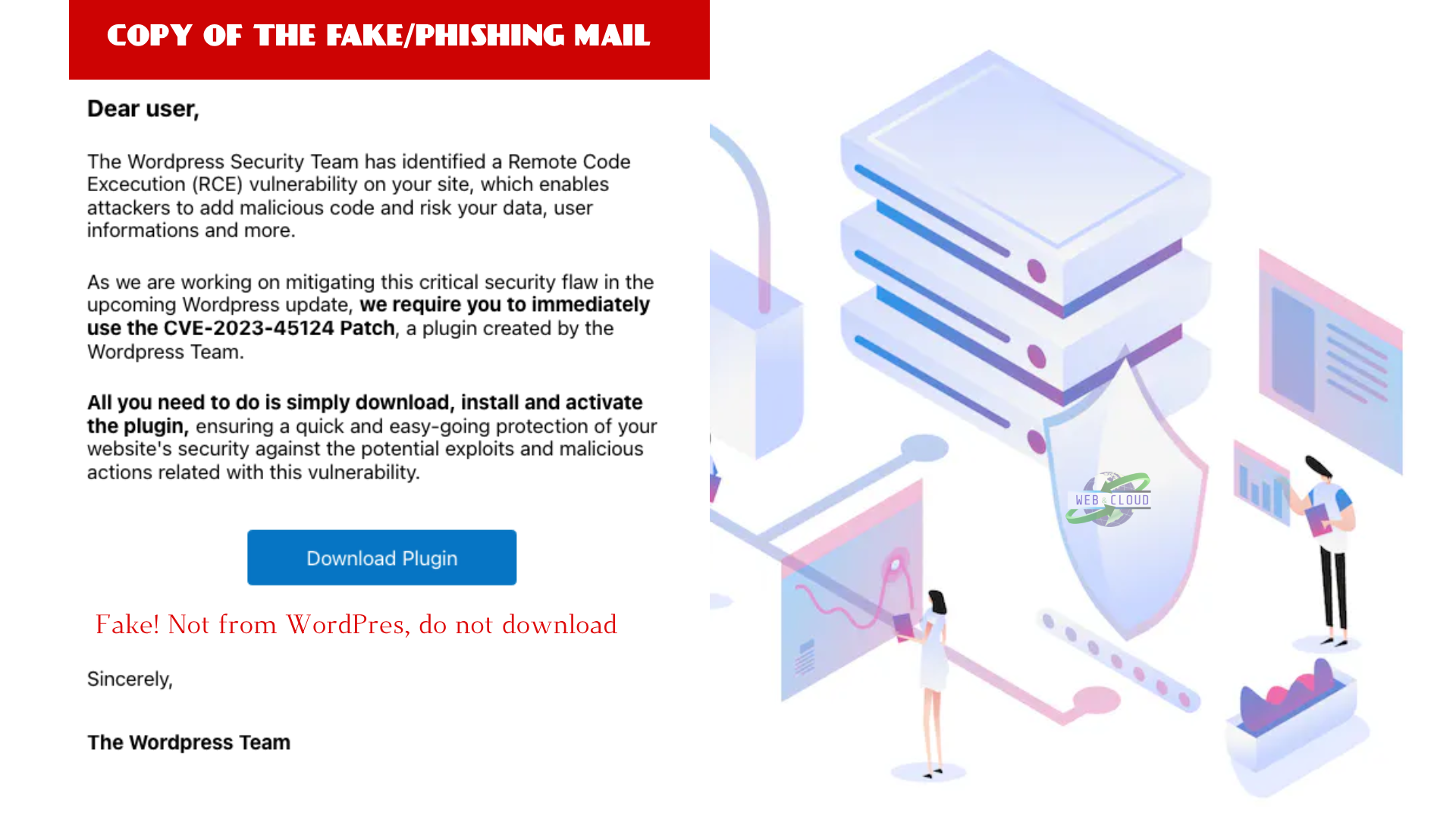 Patchstack reports on the fake CVE Phishing Campaign used to force WordPress users to install malware